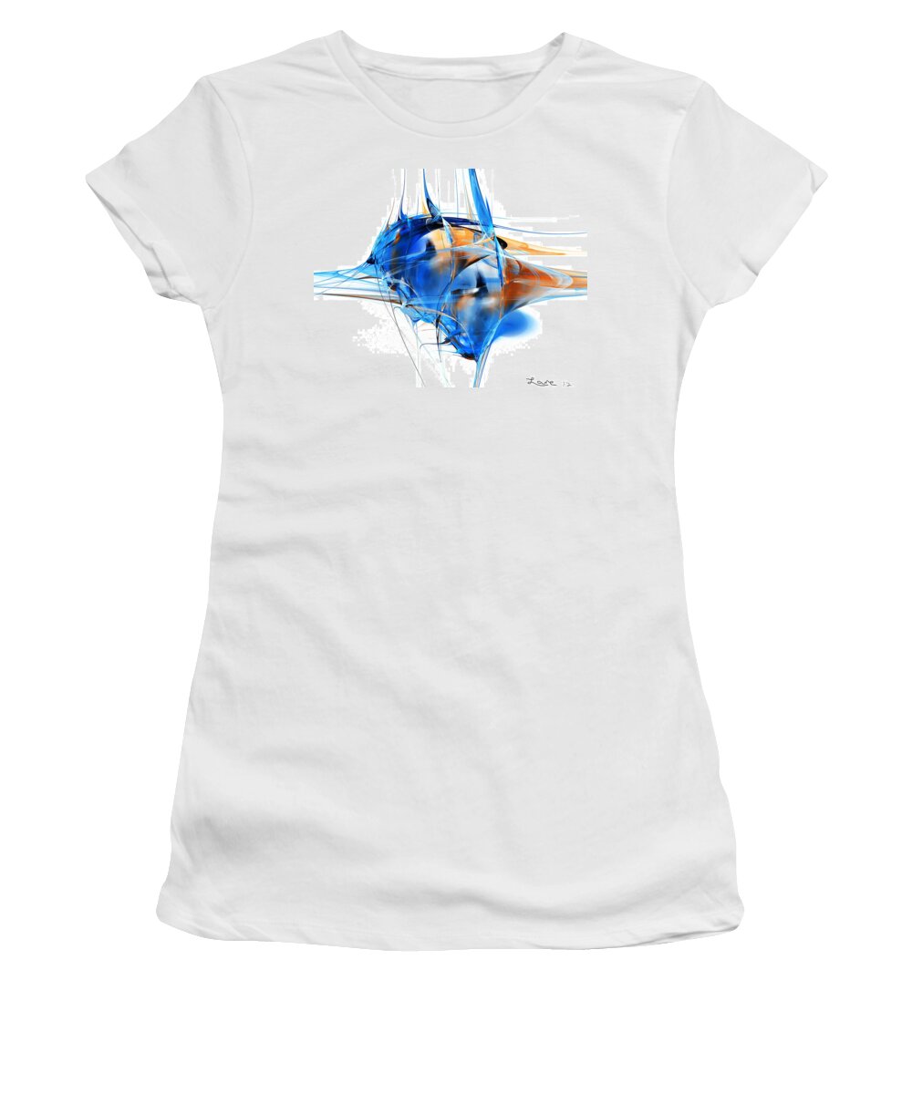 Abstract Women's T-Shirt featuring the digital art Blue Abstraction by David Lane
