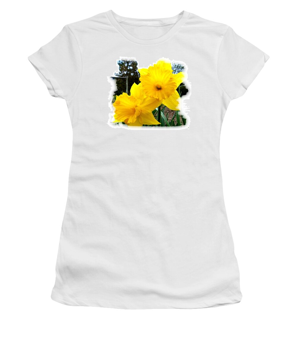 Photo Design Women's T-Shirt featuring the photograph Bordered Daffodils by Will Borden