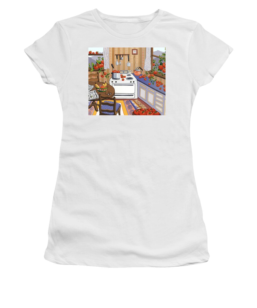 Tomatoes Women's T-Shirt featuring the painting Bumper Crop by Anne Gifford