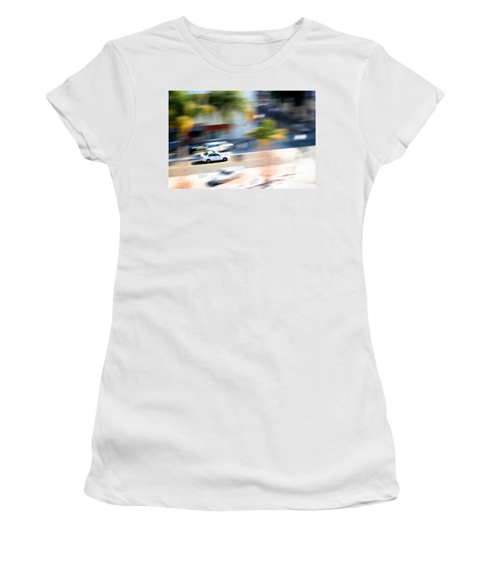 Car Women's T-Shirt featuring the photograph Car In Motion by Henrik Lehnerer