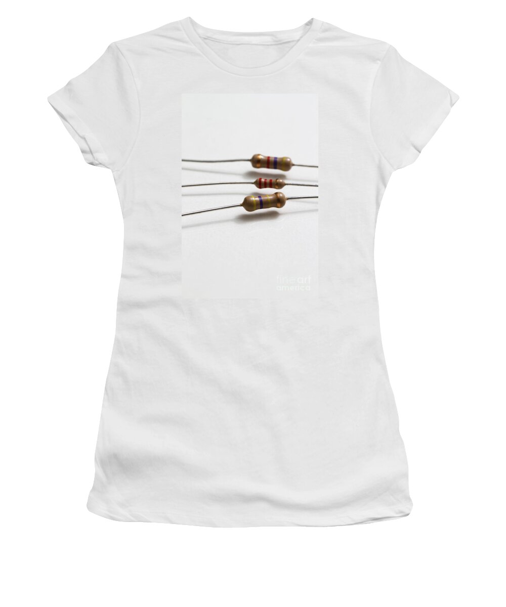 Component Women's T-Shirt featuring the photograph Carbon Film Resistors by Photo Researchers, Inc.