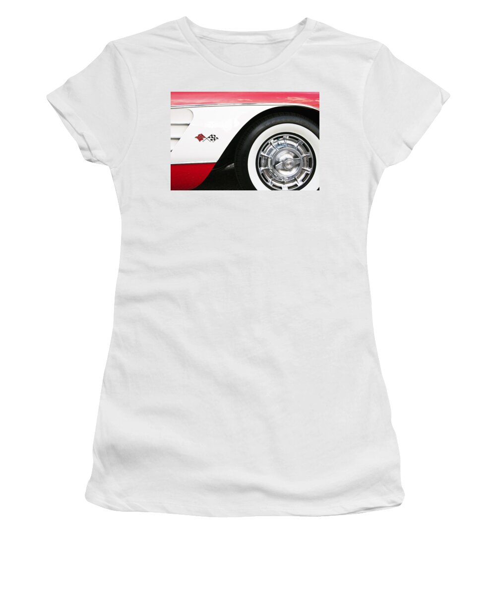 Chevrolet Women's T-Shirt featuring the photograph Chevrolette Corvette Sting Ray Convertible by Glenn Gordon