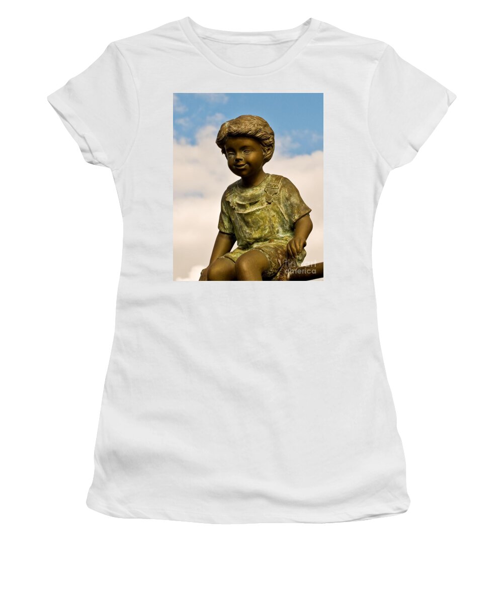 Statue Women's T-Shirt featuring the photograph Child in the Clouds by Al Powell Photography USA
