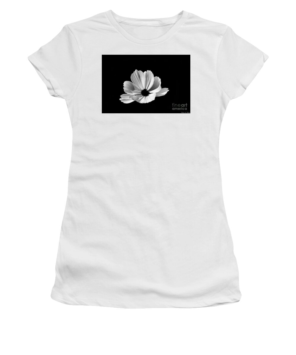 Flower Women's T-Shirt featuring the photograph Cosmo Black And White by Donna Brown