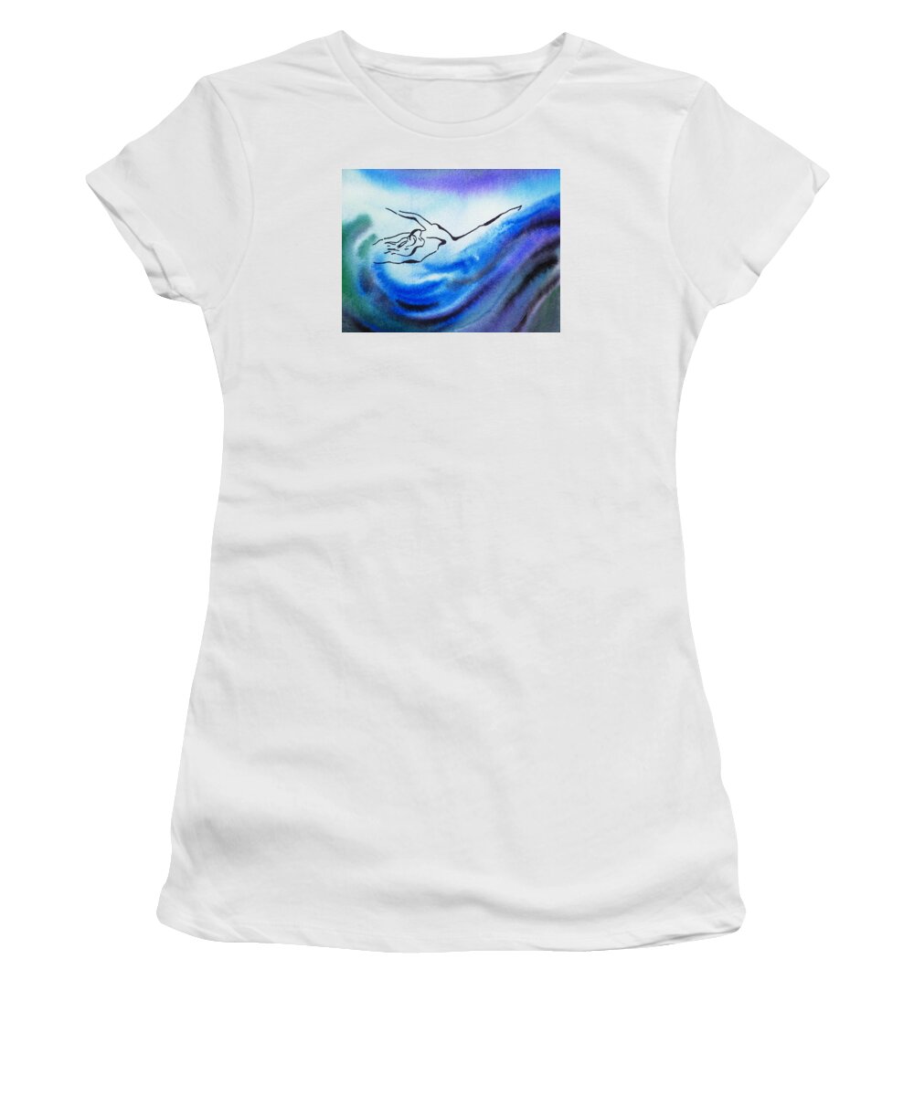 Abstract Women's T-Shirt featuring the painting Dancing Water III by Irina Sztukowski