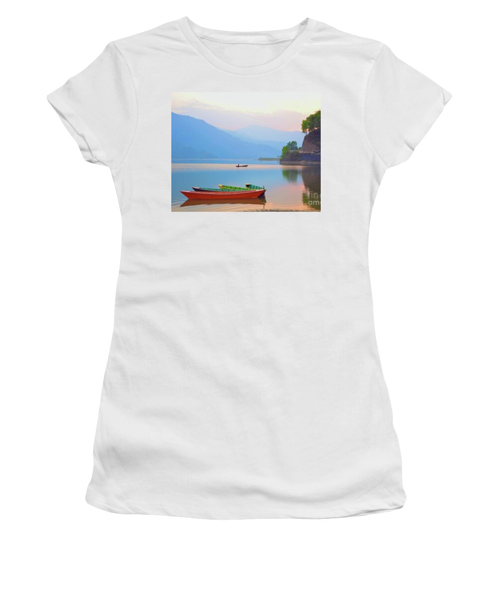 Landscape Women's T-Shirt featuring the photograph Dusk Tranquility by Valerie Rosen