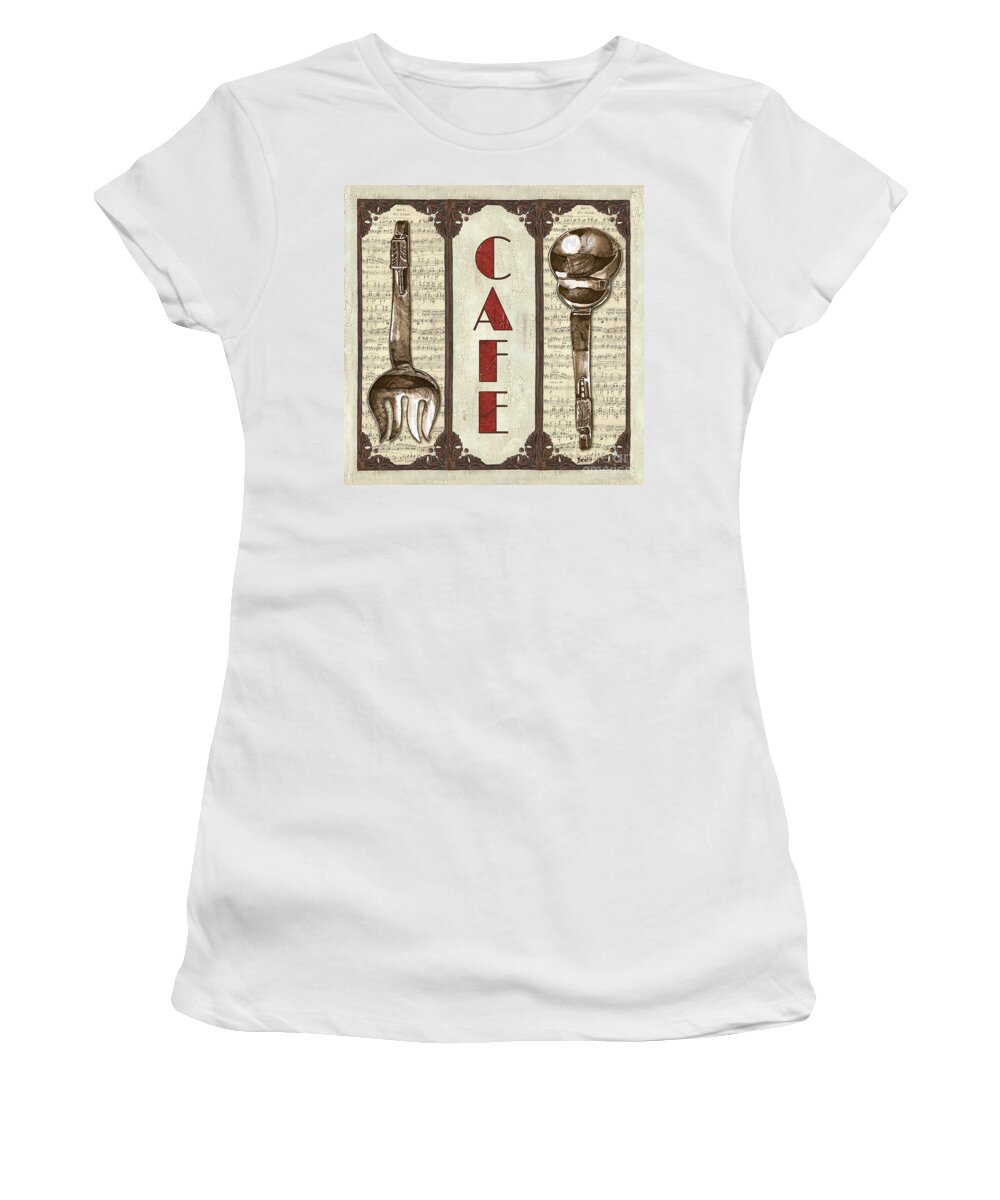 Cafe Women's T-Shirt featuring the painting Elegant Bistro 2 by Debbie DeWitt