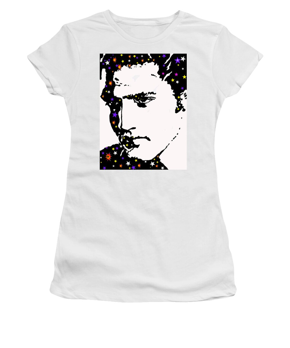 Elvis Women's T-Shirt featuring the drawing Elvis Living With The Stars by Robert Margetts