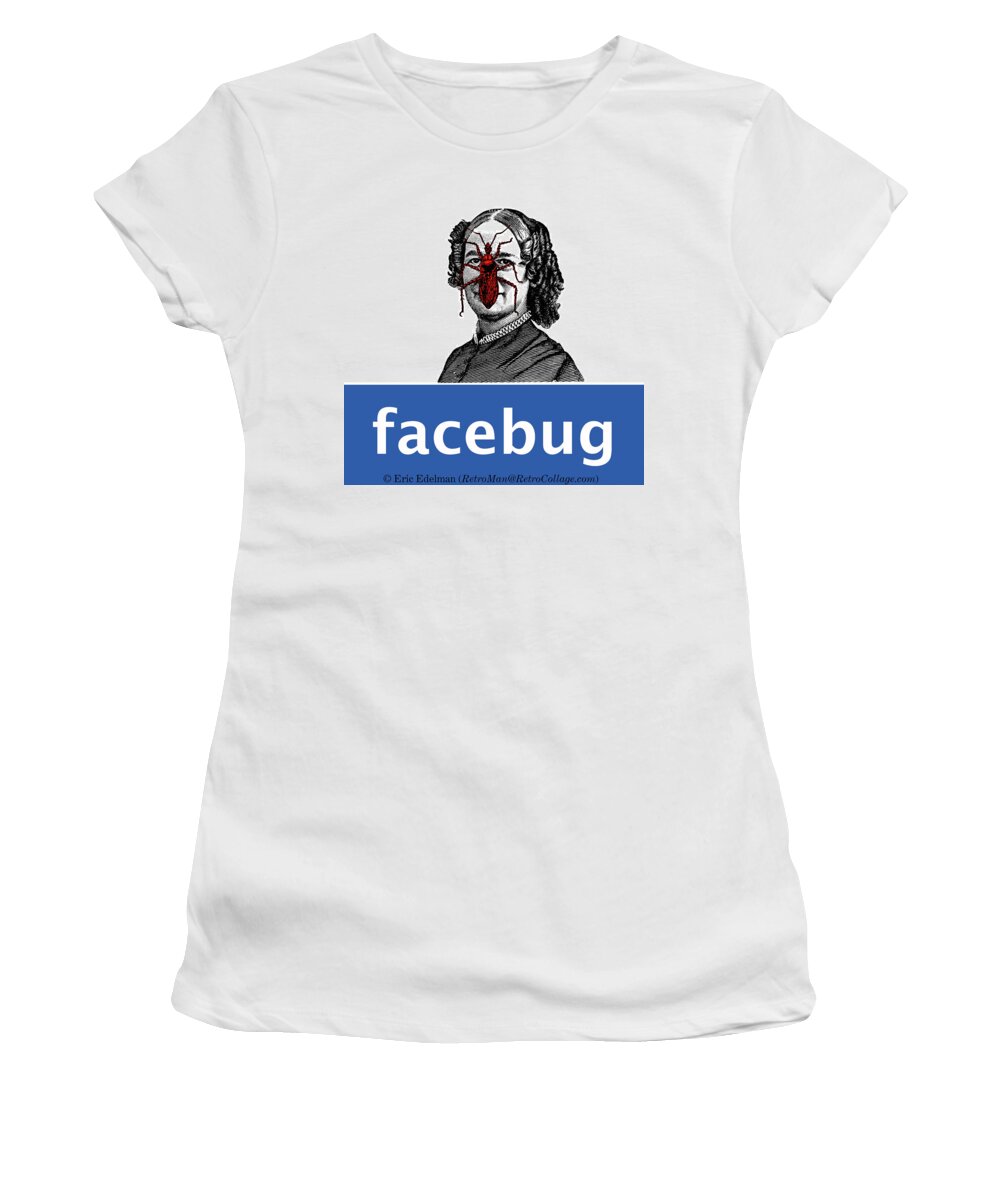 Digital Collage Women's T-Shirt featuring the digital art Facebug for Women by Eric Edelman