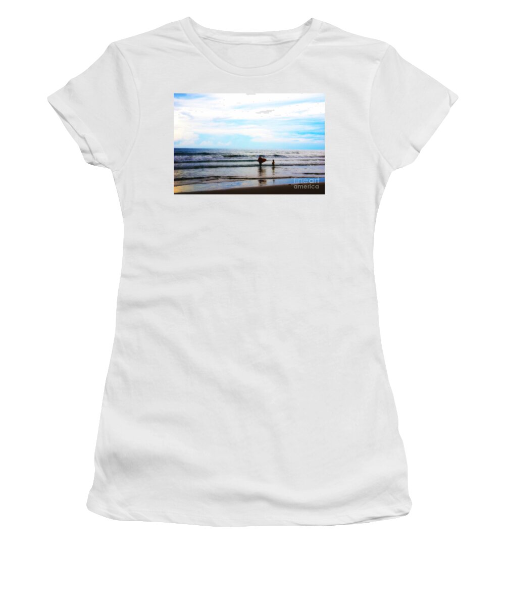 Beach Women's T-Shirt featuring the photograph Father and Son Moments by Susanne Van Hulst