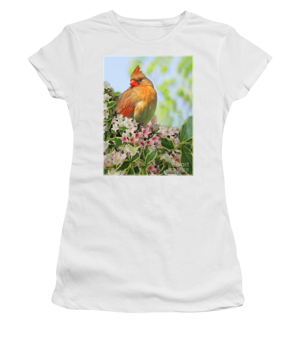 Nature Women's T-Shirt featuring the photograph Female Cardnial in Wegia digital art by Debbie Portwood