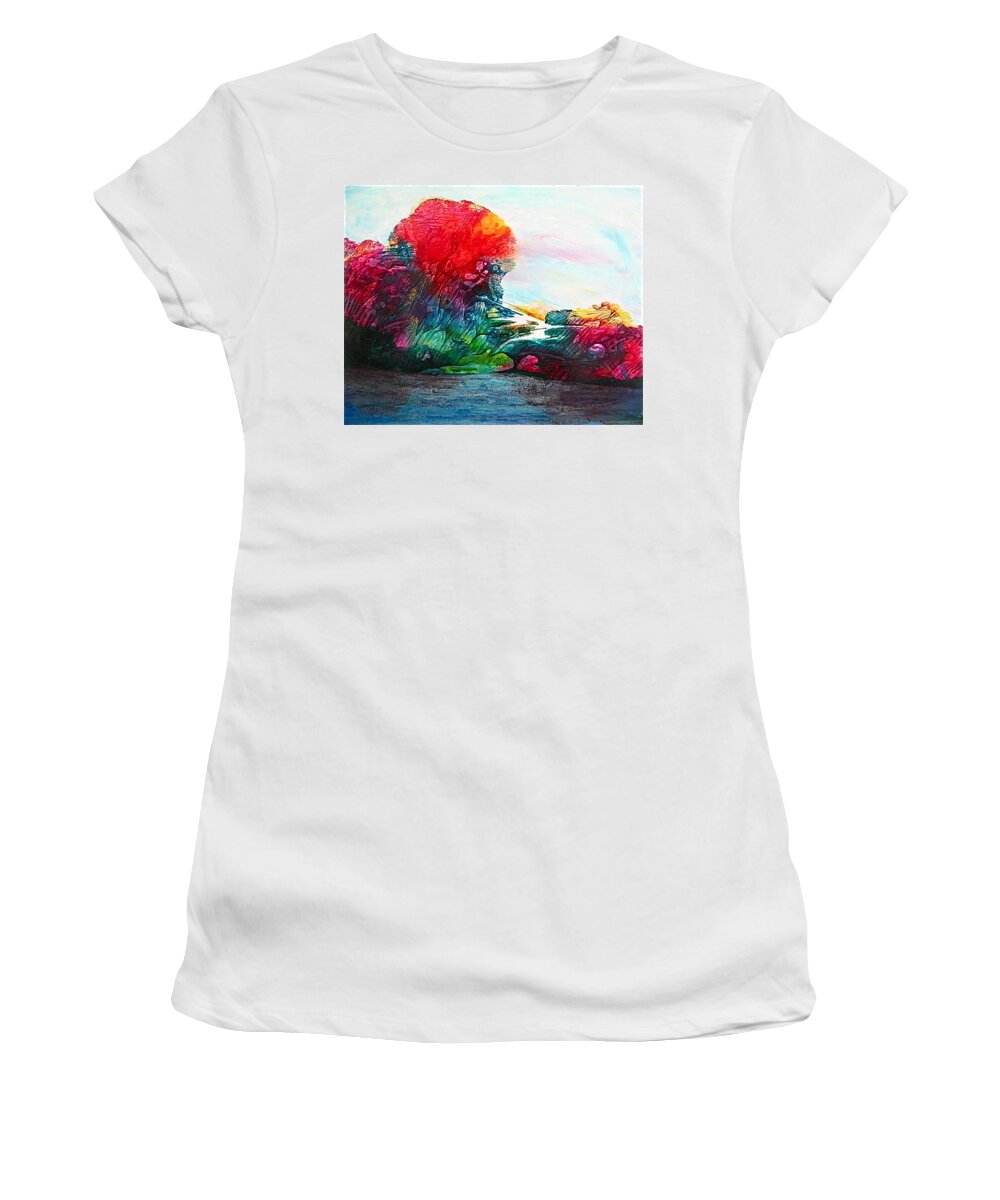 Landscape Women's T-Shirt featuring the painting Flow by Janice Nabors Raiteri