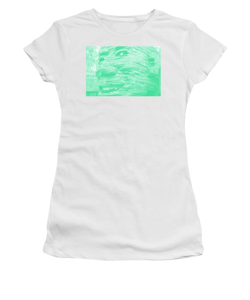 Architecture Women's T-Shirt featuring the photograph GENTLE GIANT in NEGATIVE GREEN by Rob Hans
