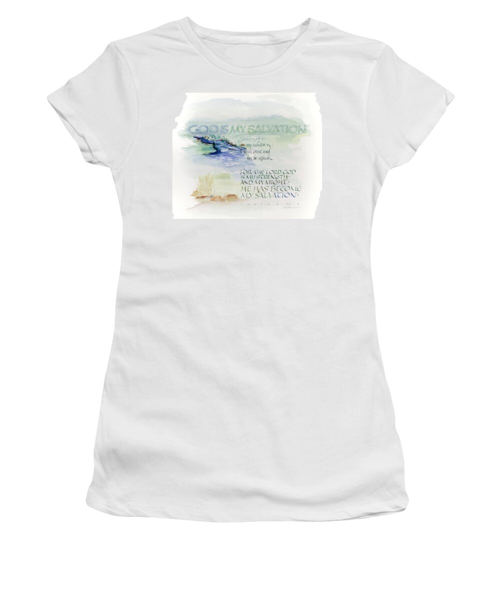 God Women's T-Shirt featuring the painting God is My Salvation by Judy Dodds
