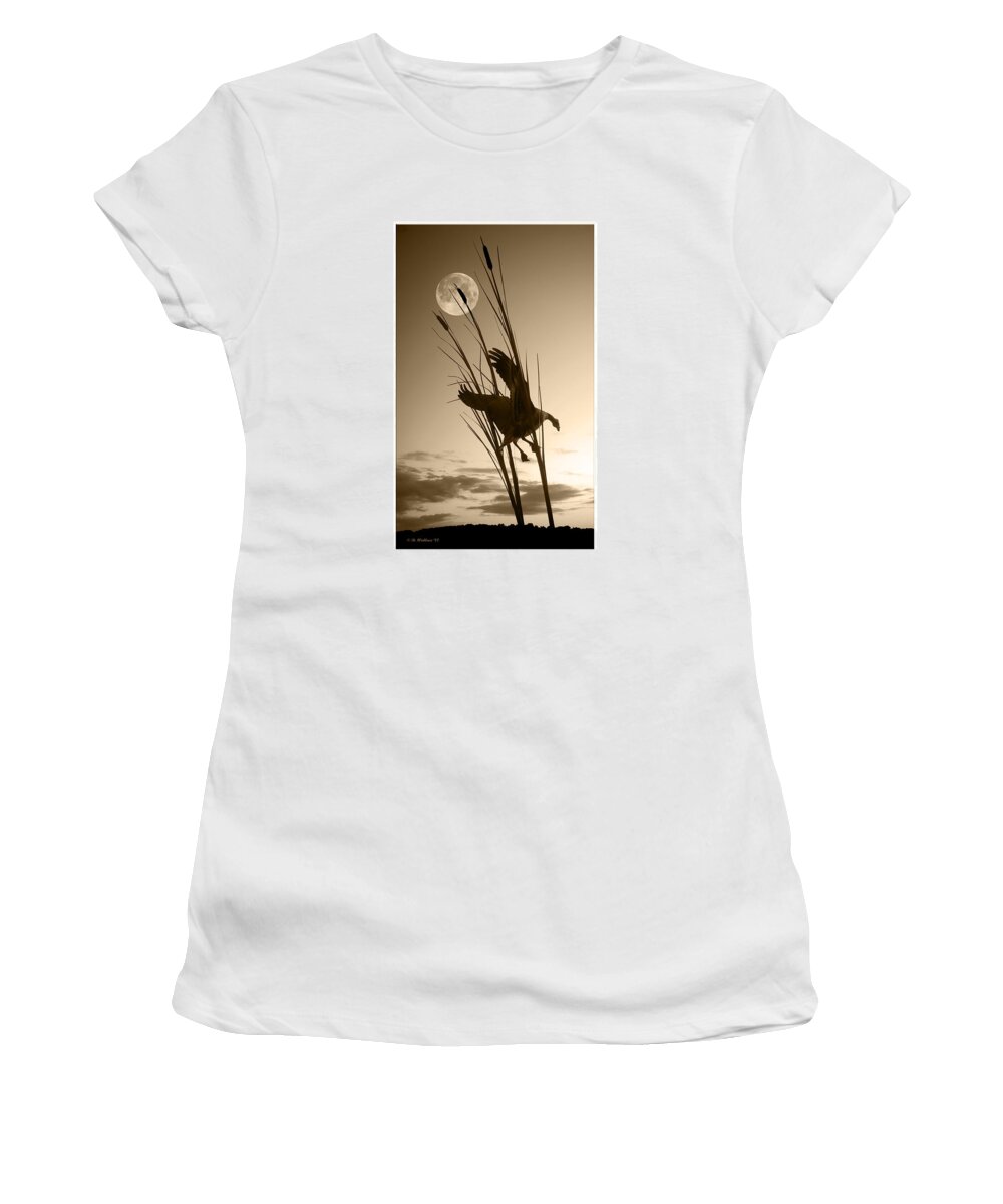 2d Women's T-Shirt featuring the photograph Goose At Dusk - Sepia by Brian Wallace