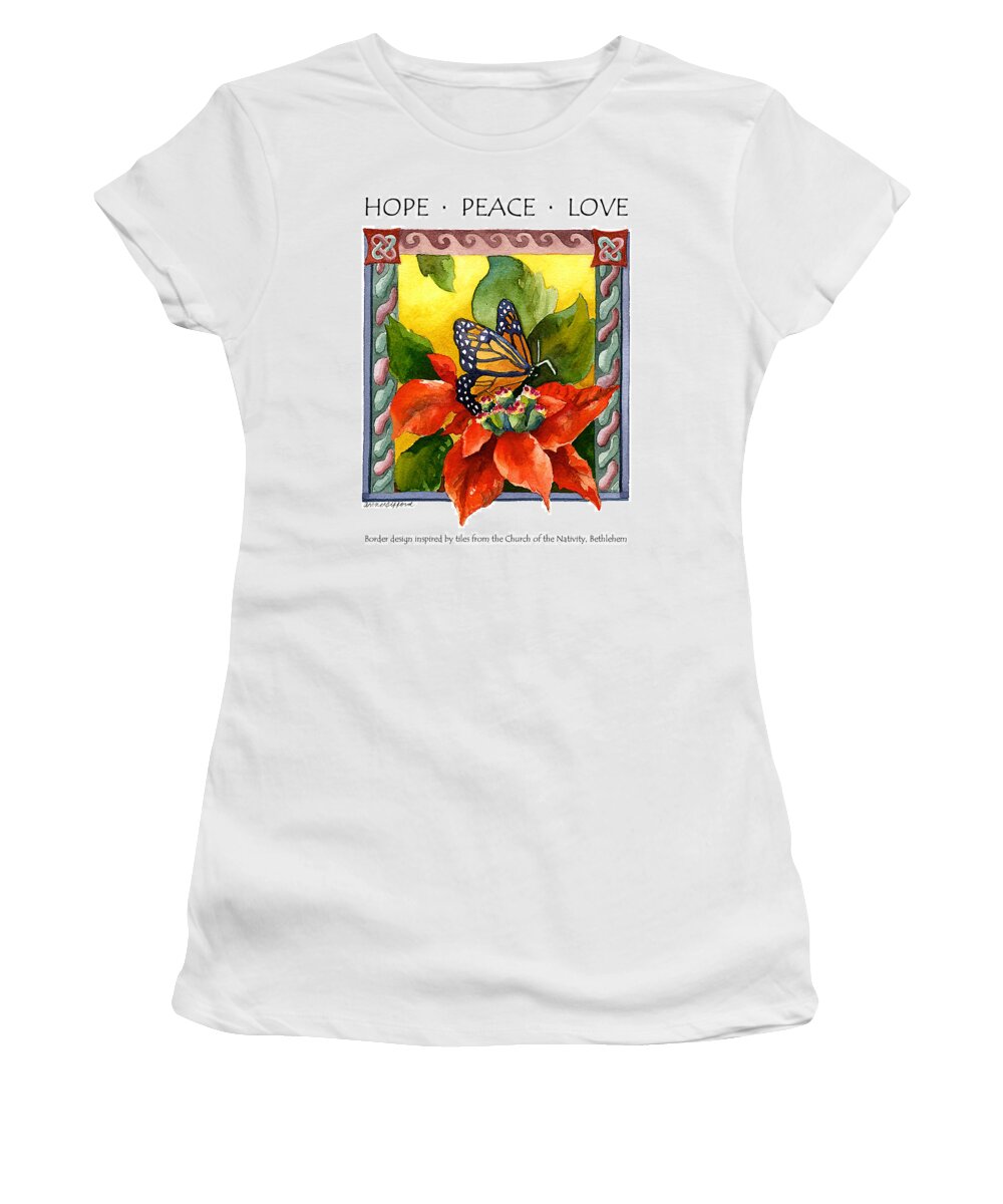 Hope Painting Women's T-Shirt featuring the painting Hope Peace Love by Anne Gifford
