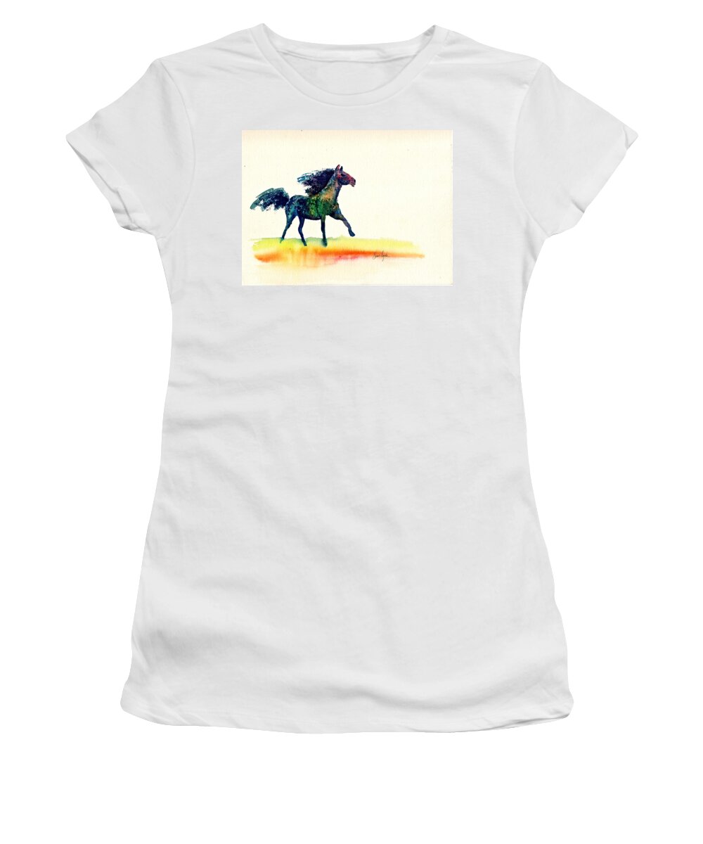 Horse Women's T-Shirt featuring the painting Horse of a Different Color by Frank SantAgata