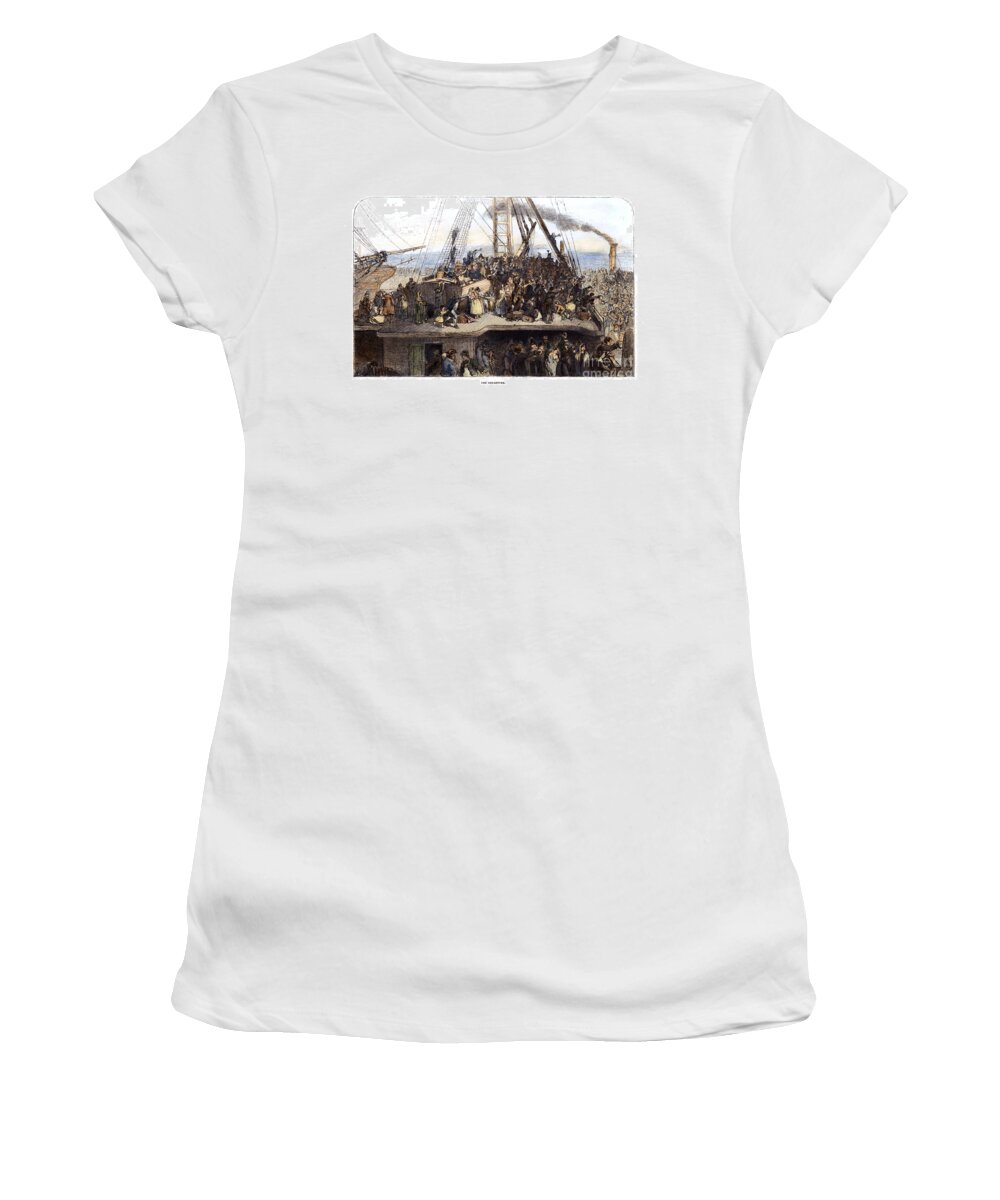 1850 Women's T-Shirt featuring the photograph Irish Immigrants, 1850 by Granger