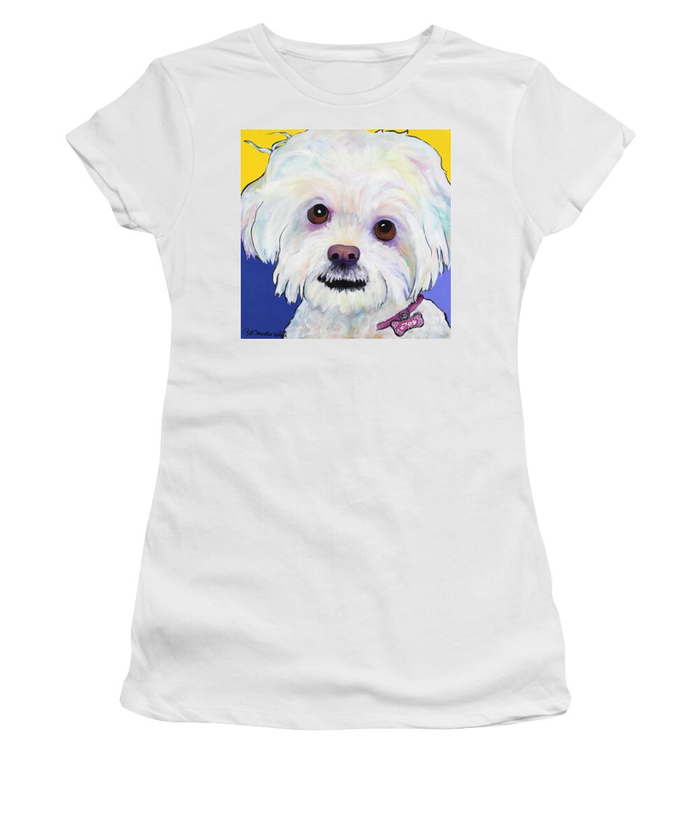 Llasa Apso Women's T-Shirt featuring the painting Joy by Pat Saunders-White