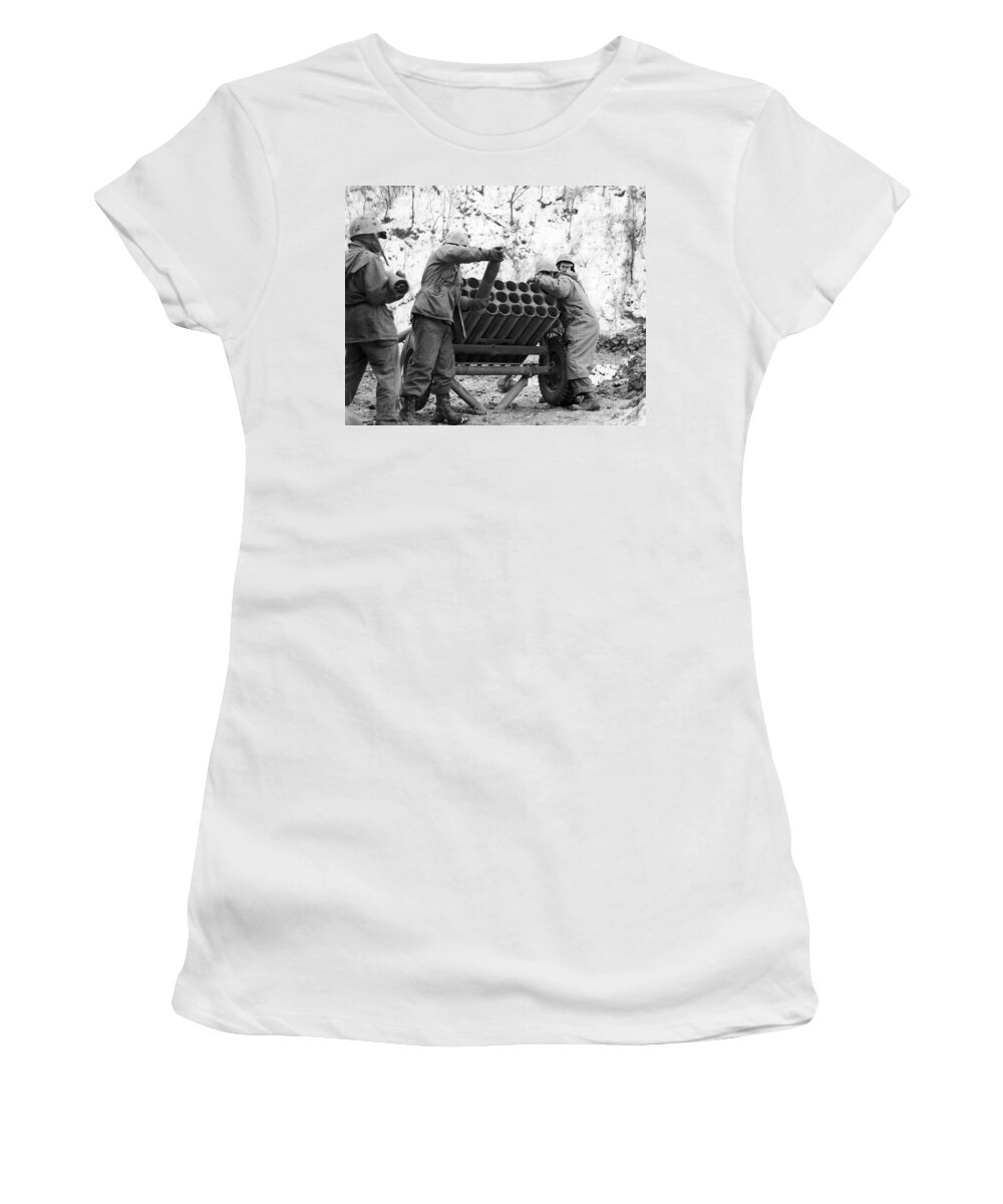 1950s Women's T-Shirt featuring the photograph Korean War: Rocket by Granger