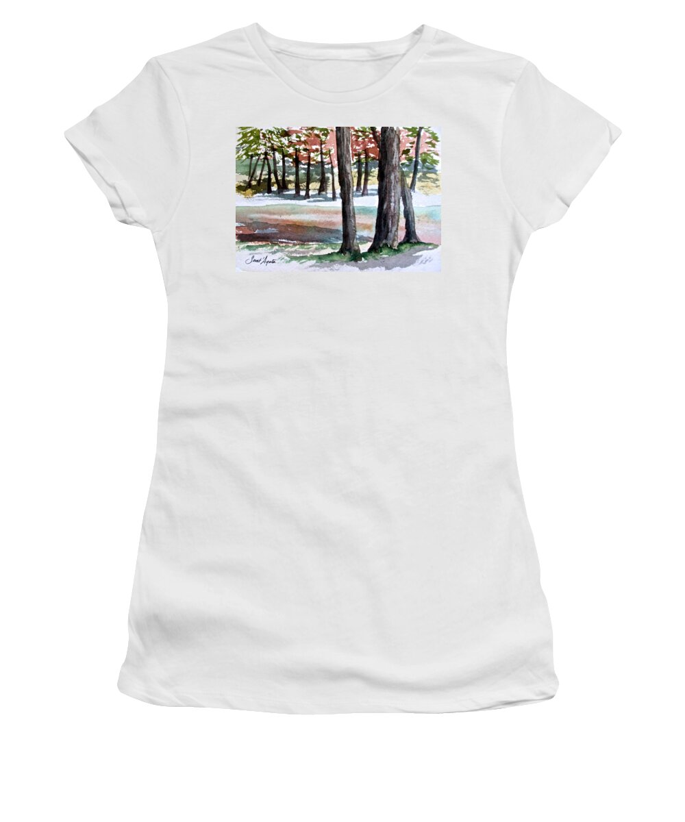 Lost Women's T-Shirt featuring the painting Lost Maples by Frank SantAgata