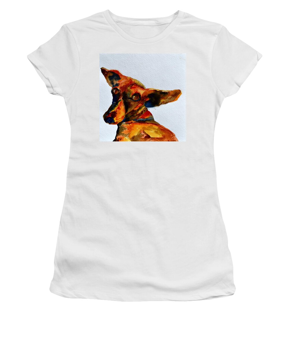 Dachshund Women's T-Shirt featuring the painting Macey by Beverley Harper Tinsley