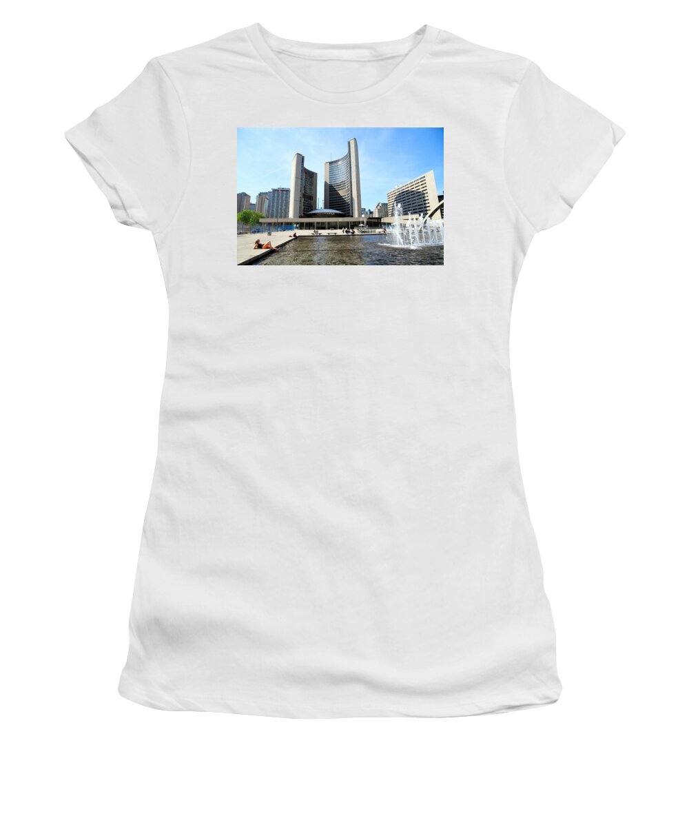 Toronto Women's T-Shirt featuring the photograph Nathan Phillips Square by Valentino Visentini