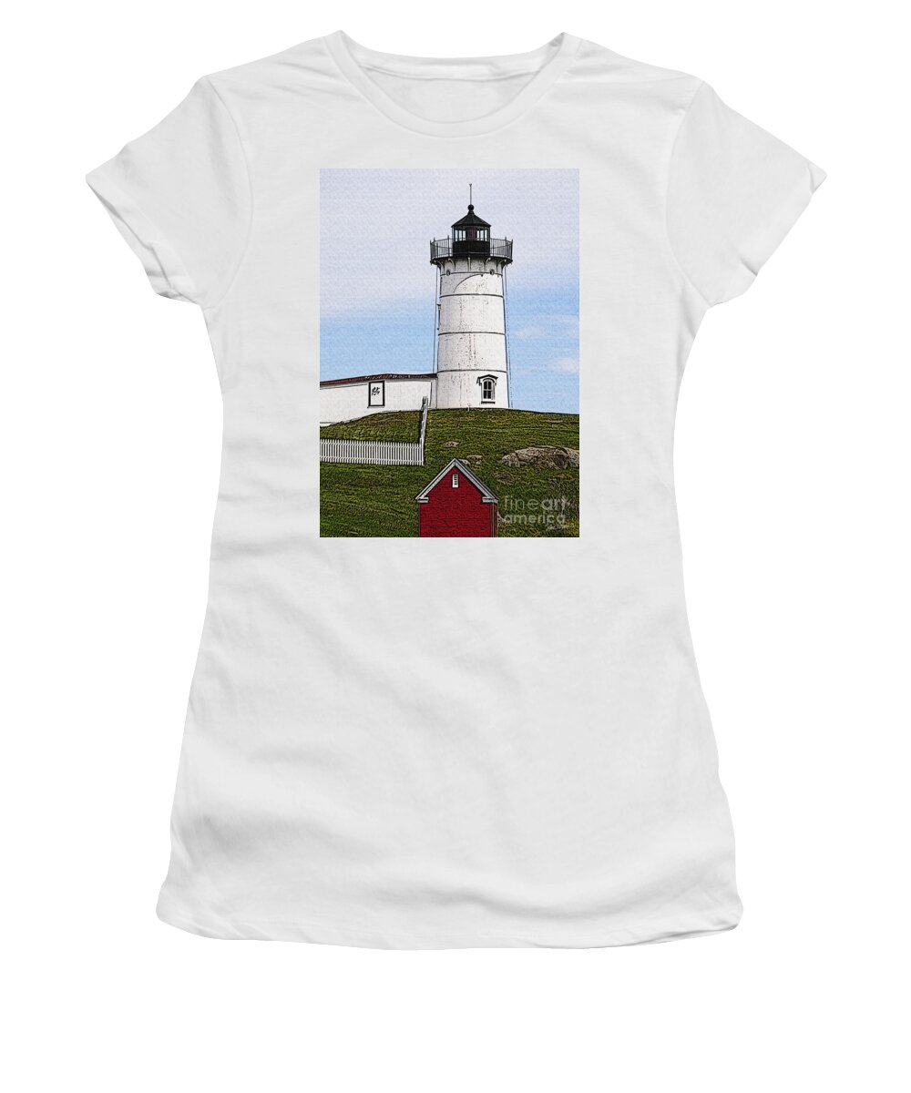Cape Women's T-Shirt featuring the photograph Nubble Lighthouse- Canvas by Luke Moore