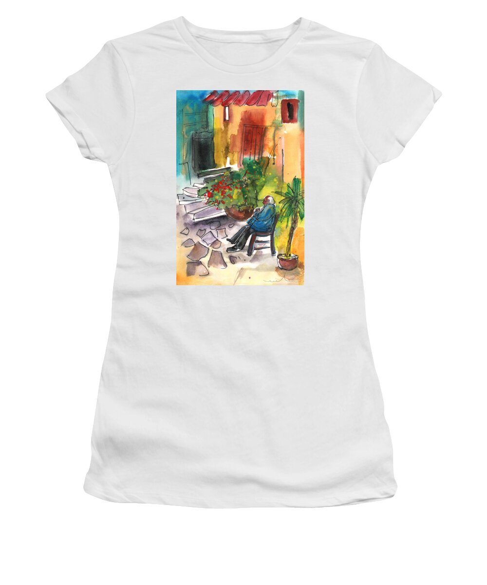 Travel Art Women's T-Shirt featuring the painting Old and Lonely in Crete 02 by Miki De Goodaboom