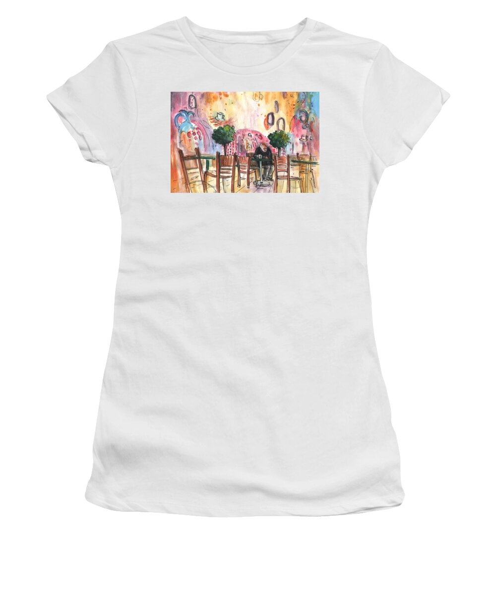Travel Sketch Women's T-Shirt featuring the painting Old and Lonely in Cyprus 04 by Miki De Goodaboom