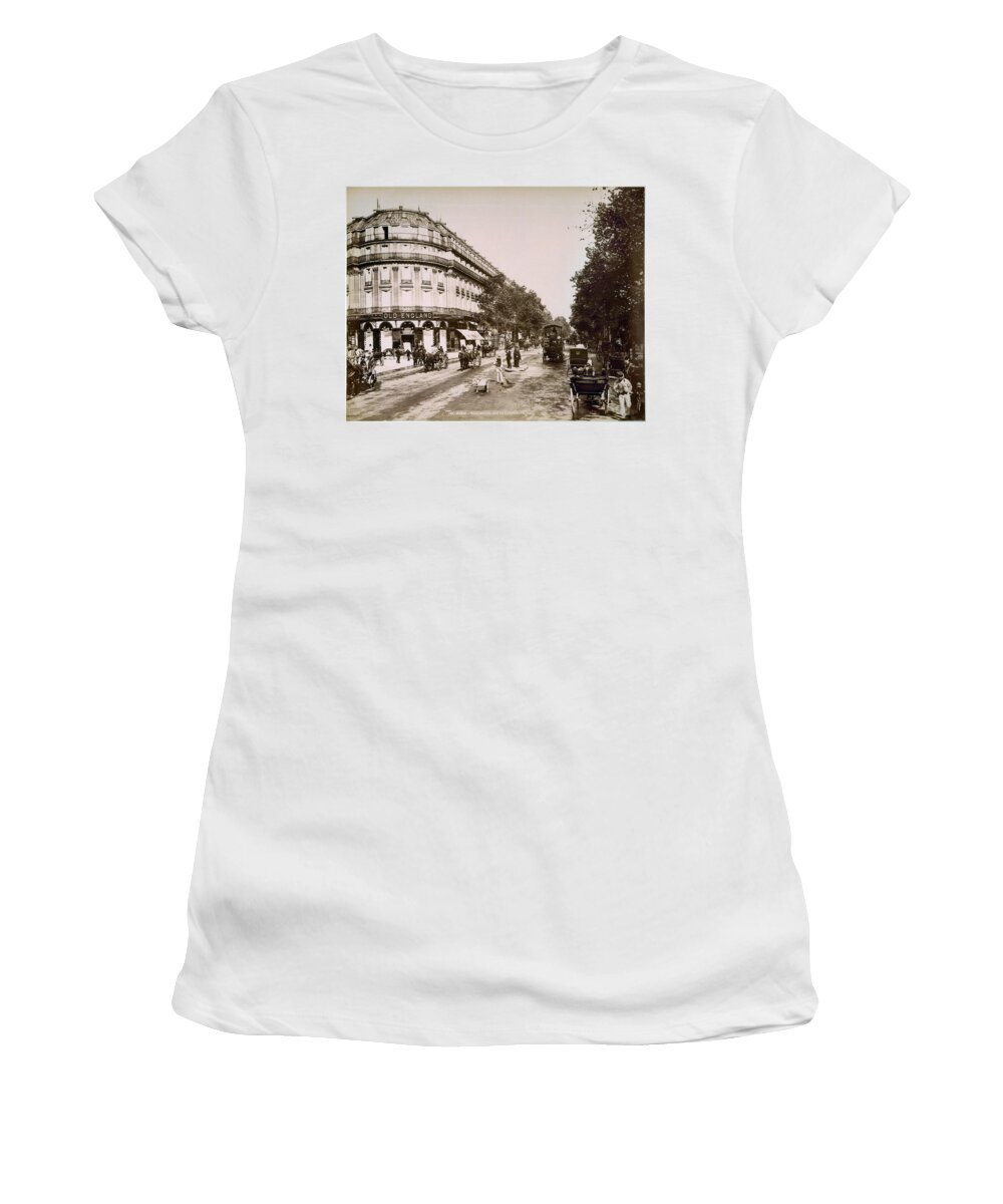 1890 Women's T-Shirt featuring the photograph Paris: Street Scene, 1890 by Granger