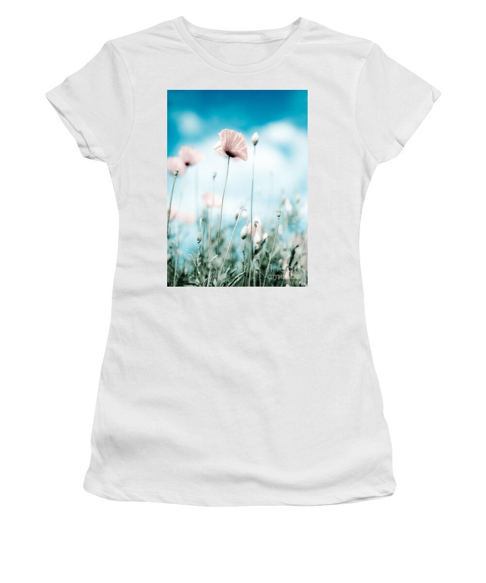 Poppy Women's T-Shirt featuring the photograph Poppy Flowers 13 by Nailia Schwarz