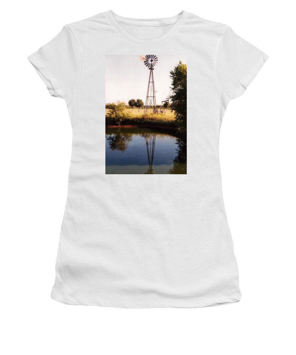 Windmill Women's T-Shirt featuring the photograph Prairie Windmill by Al Griffin