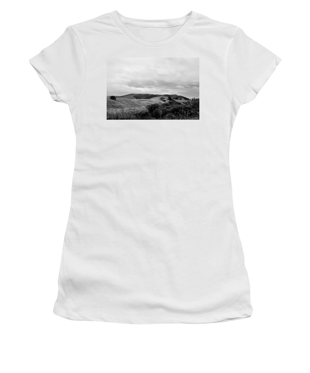 Landscape Women's T-Shirt featuring the photograph Rolling Hills view I - BW by Kathleen Grace