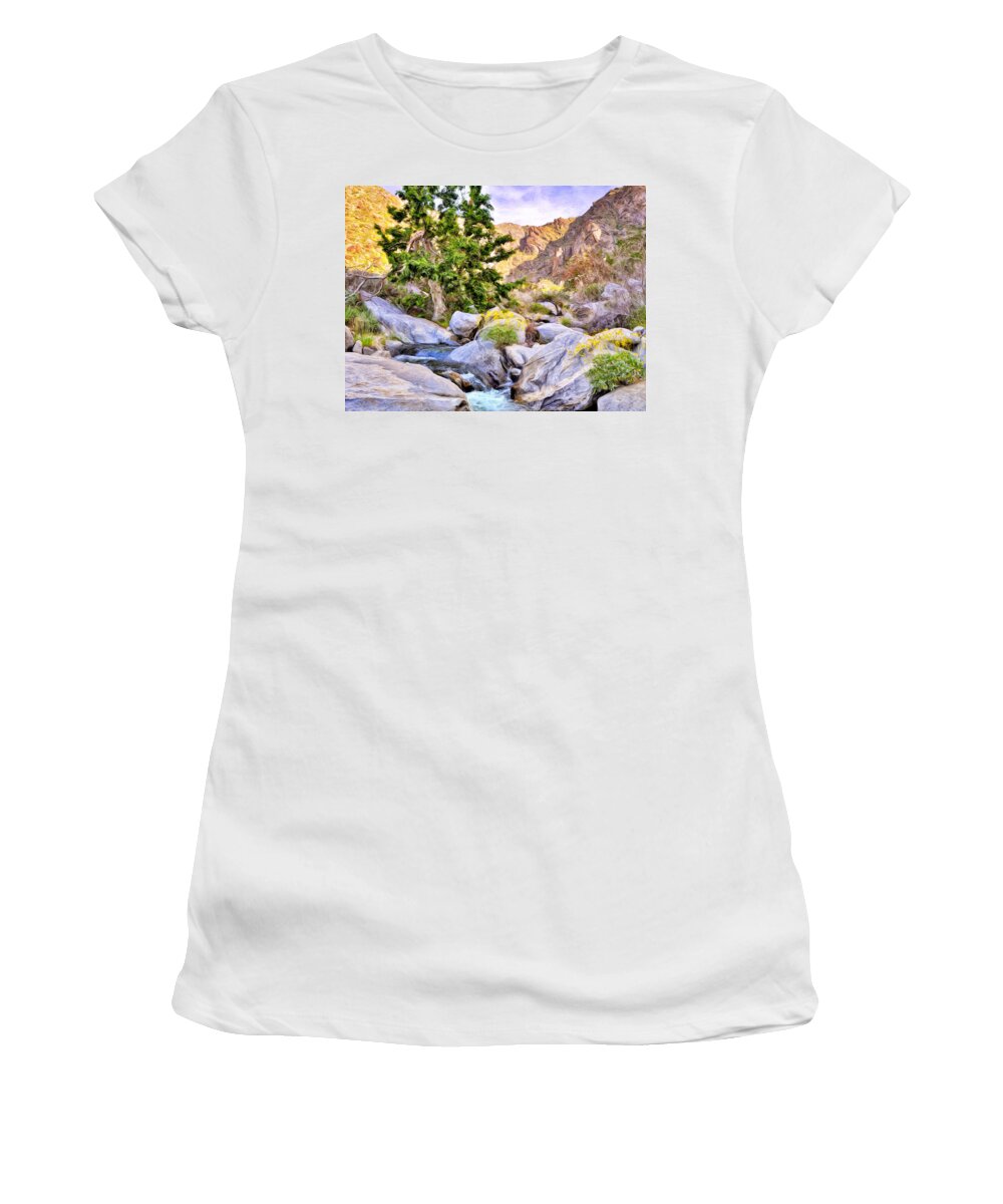 Shady Oasis Women's T-Shirt featuring the painting Shady Oasis by Dominic Piperata