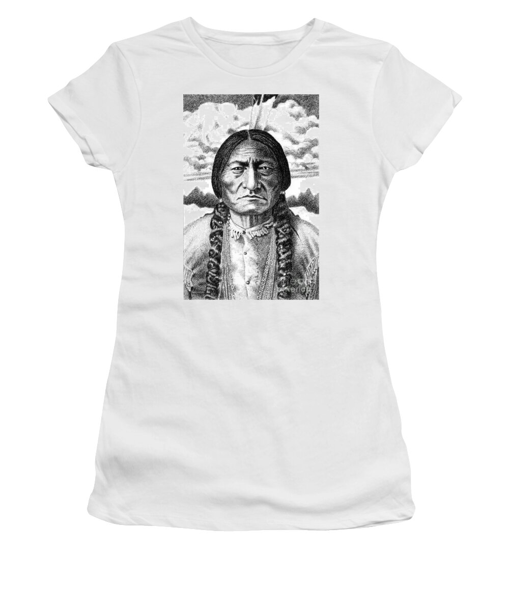 Jim Bridger Women's T-Shirt featuring the drawing Sitting-Bull by Gordon Punt