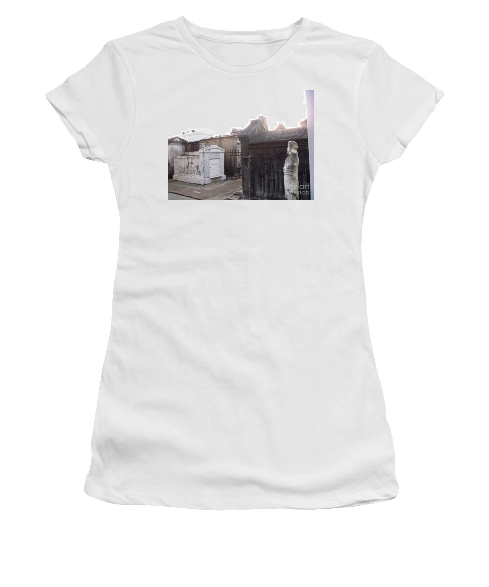 St. Loius Cemetery 1 Women's T-Shirt featuring the photograph Standing Guard by Alys Caviness-Gober