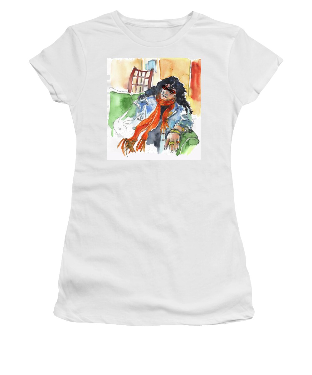 Travel Sketch Women's T-Shirt featuring the painting The Count of London Gatwick Travelodge by Miki De Goodaboom