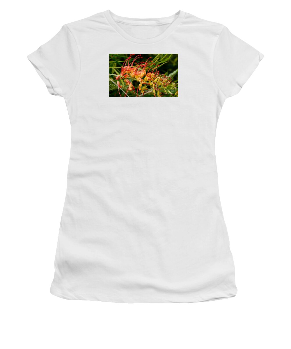 Topical Blossom Women's T-Shirt featuring the painting Blossom by Shijun Munns