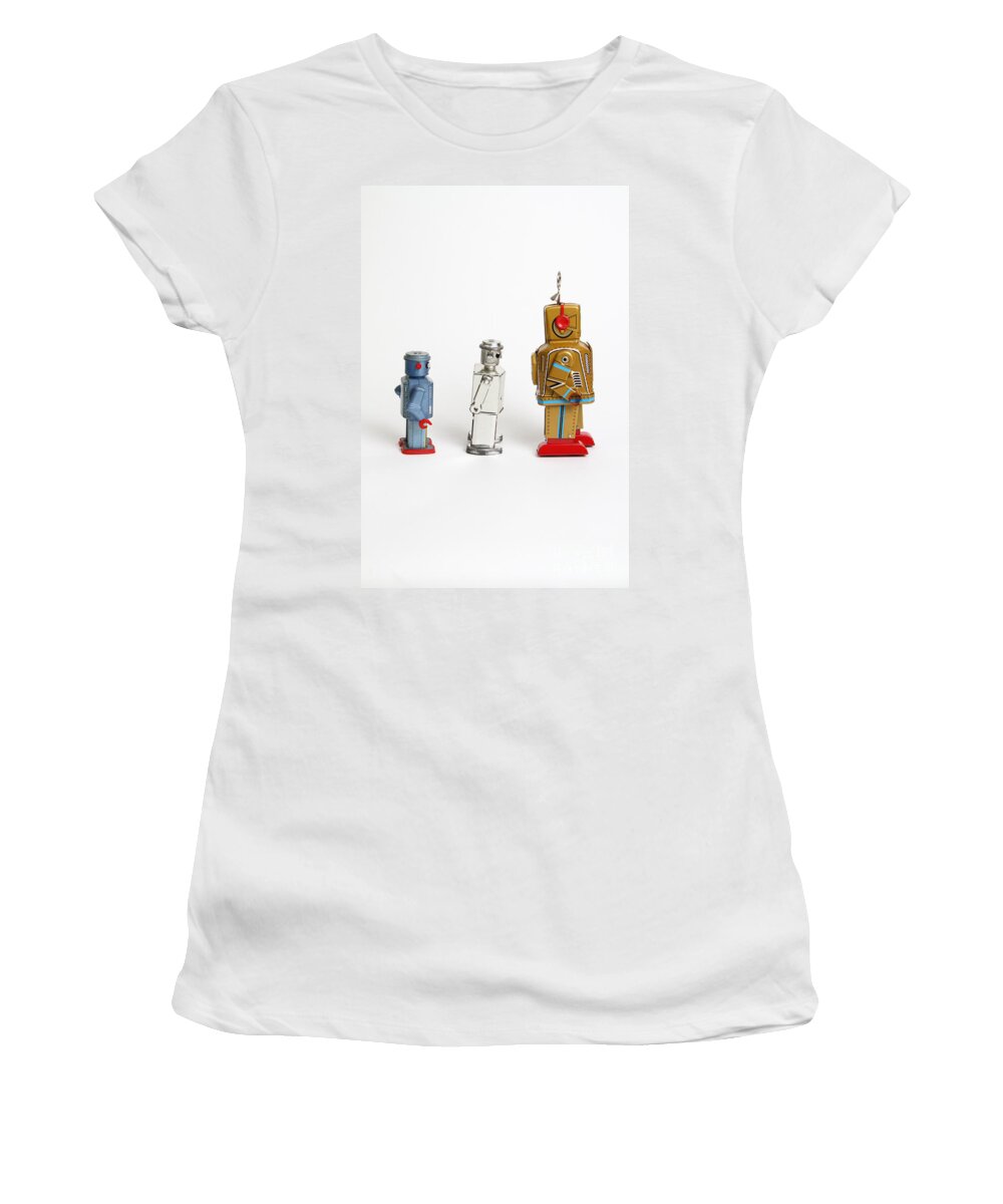 Tin Toy Women's T-Shirt featuring the photograph Toy Robots by Photo Researchers Inc