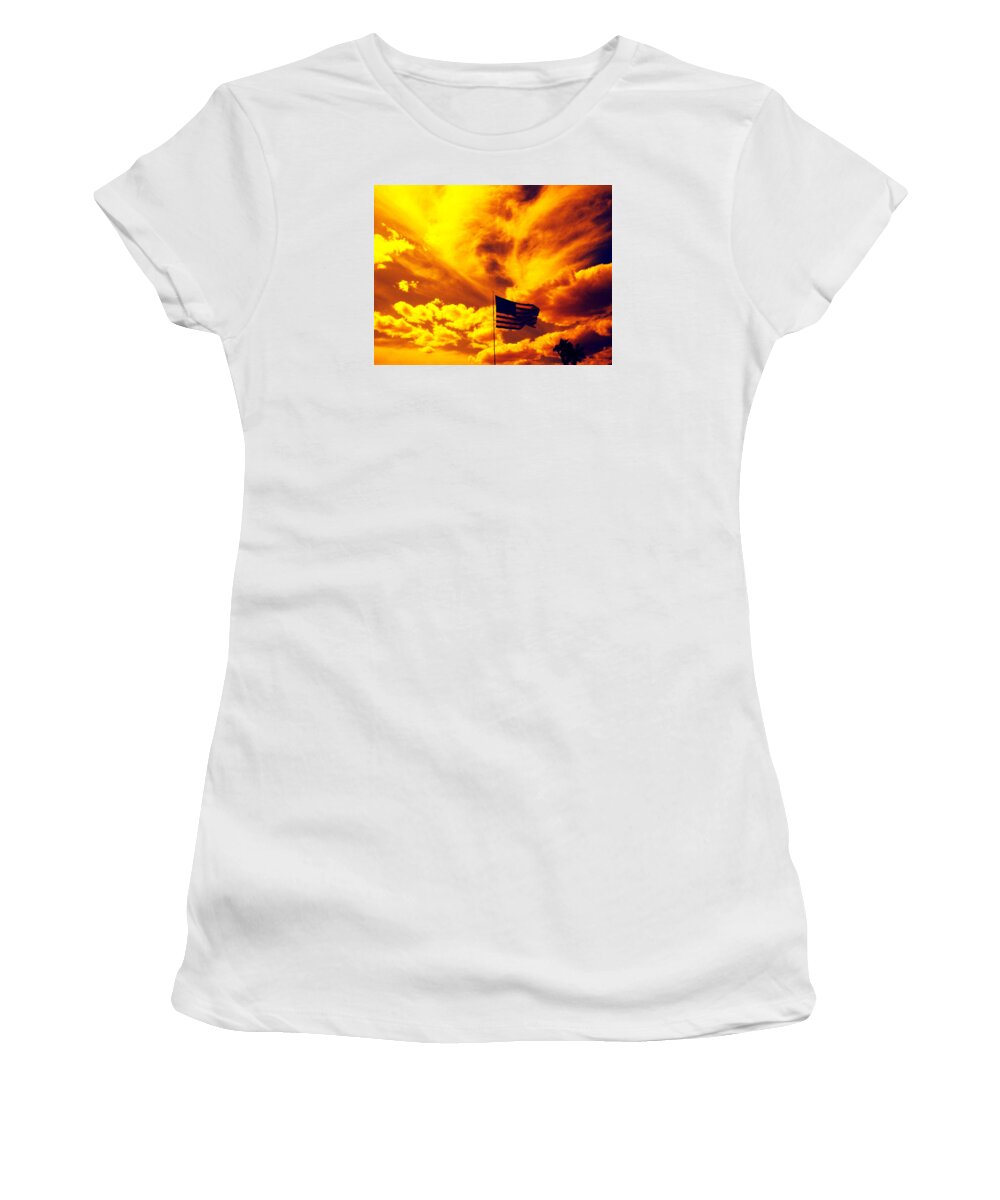 Skies Women's T-Shirt featuring the photograph Turbulant America by Charles Benavidez