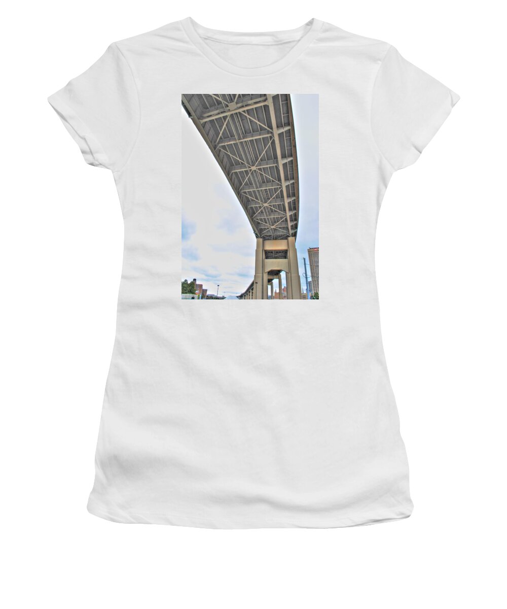  Women's T-Shirt featuring the photograph Under The Skyway by Michael Frank Jr