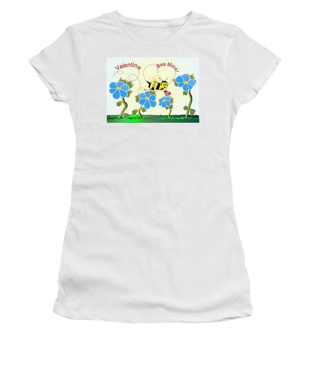 Valentines Women's T-Shirt featuring the digital art Valentine Bee Mine by Susan Kinney