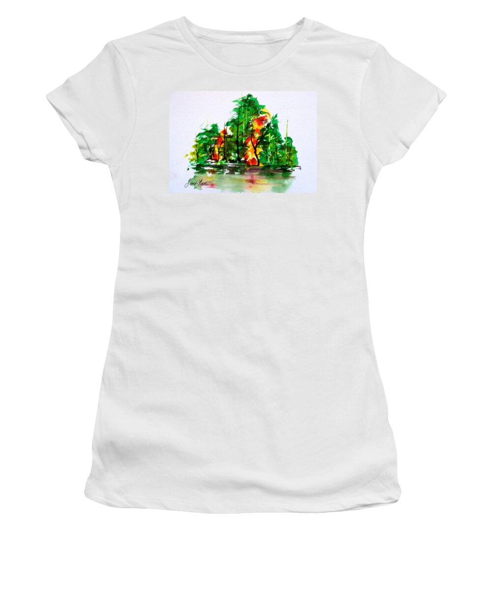 Vermont Women's T-Shirt featuring the painting Vermont October by Frank SantAgata