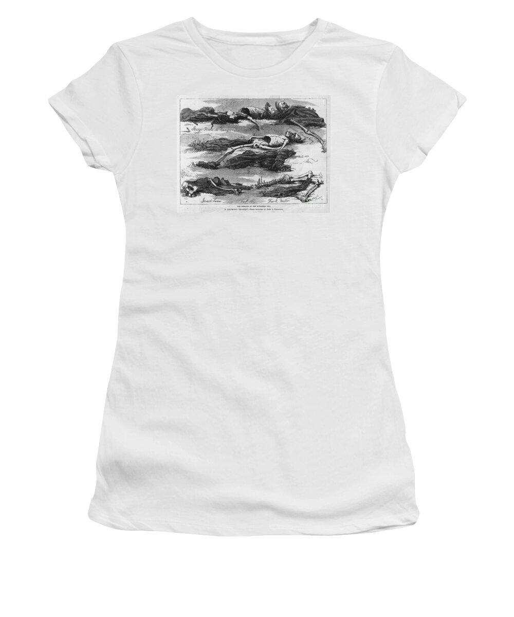 1874 Women's T-Shirt featuring the drawing Victims Of Alfred Packer by Granger