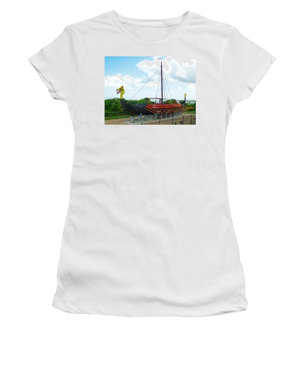Hugin Women's T-Shirt featuring the photograph Viking Bay in Broadstairs in England by Steve Taylor
