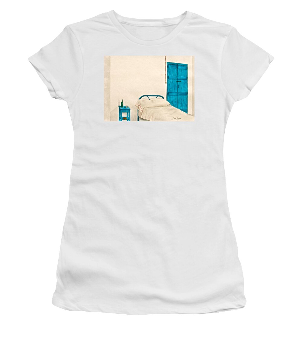White Women's T-Shirt featuring the painting White Room by Frank SantAgata