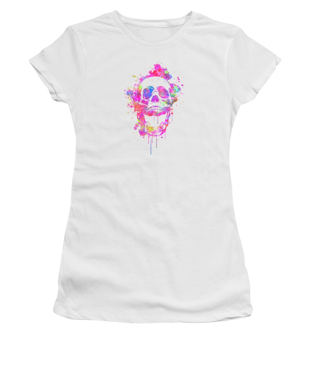 Illusion Women's T-Shirt featuring the digital art Cool and Trendy Pink Watercolor Skull by Philipp Rietz