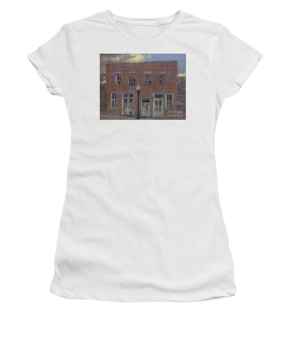 Building Women's T-Shirt featuring the painting Abandoned #2 by Donald Maier