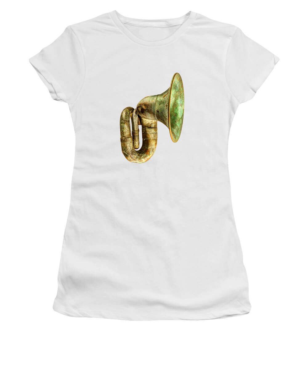 Antique Women's T-Shirt featuring the photograph Antique Brass Car Horn by YoPedro